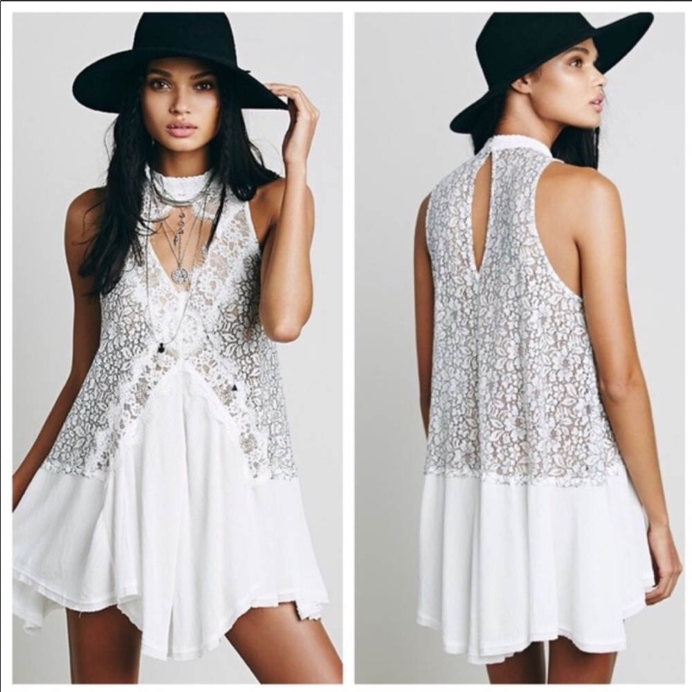 NWT Free people cross my heart in lace tunic